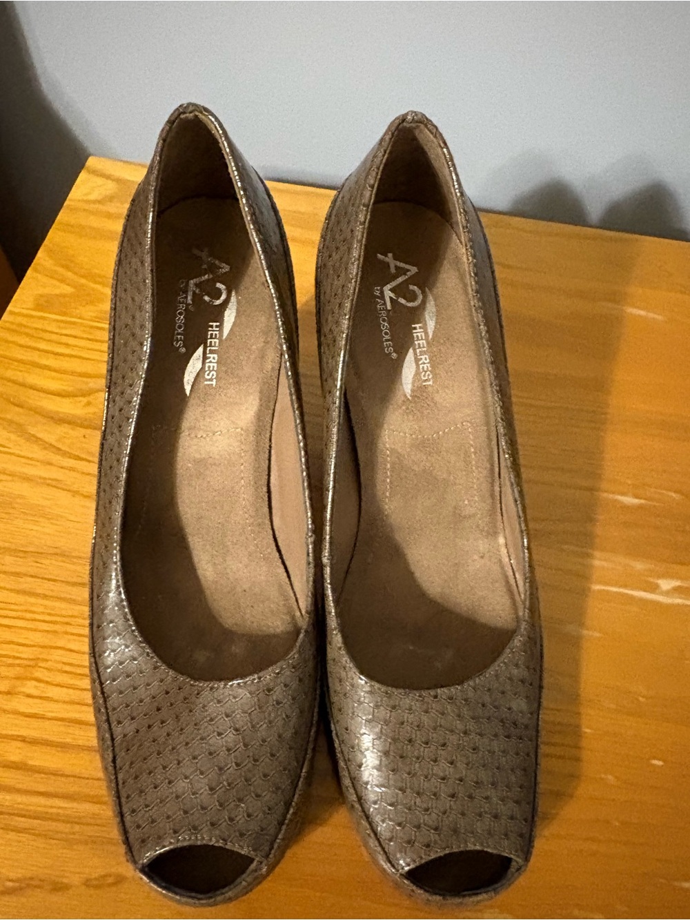 A2 by Aerosoles Women’s Taupe Peep-Toe Flats